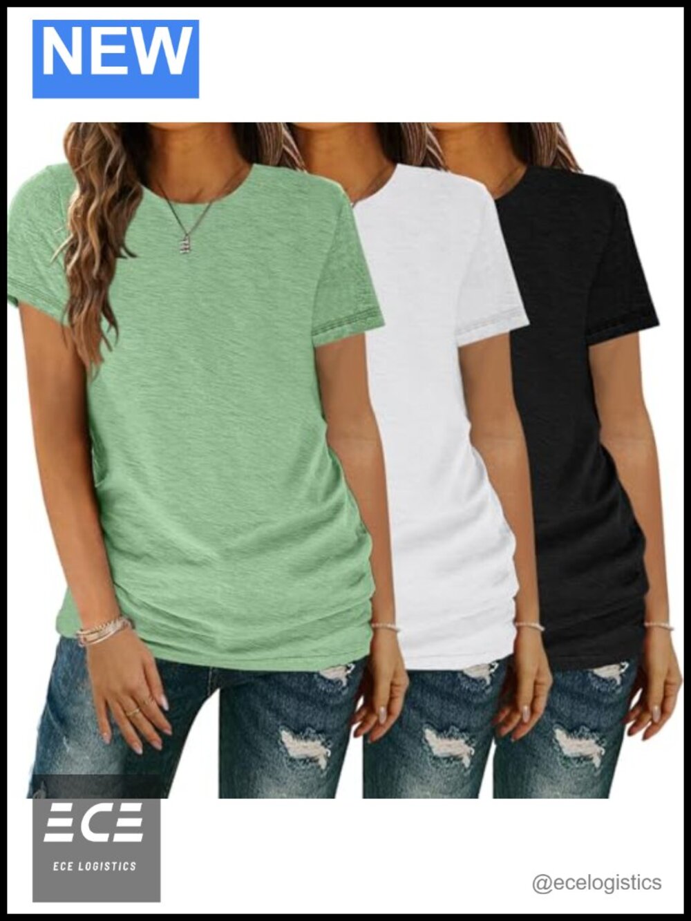 Women's Short Sleeve Crewneck T-Shirts 3 Pack Loose Fit Soft Casual Tees